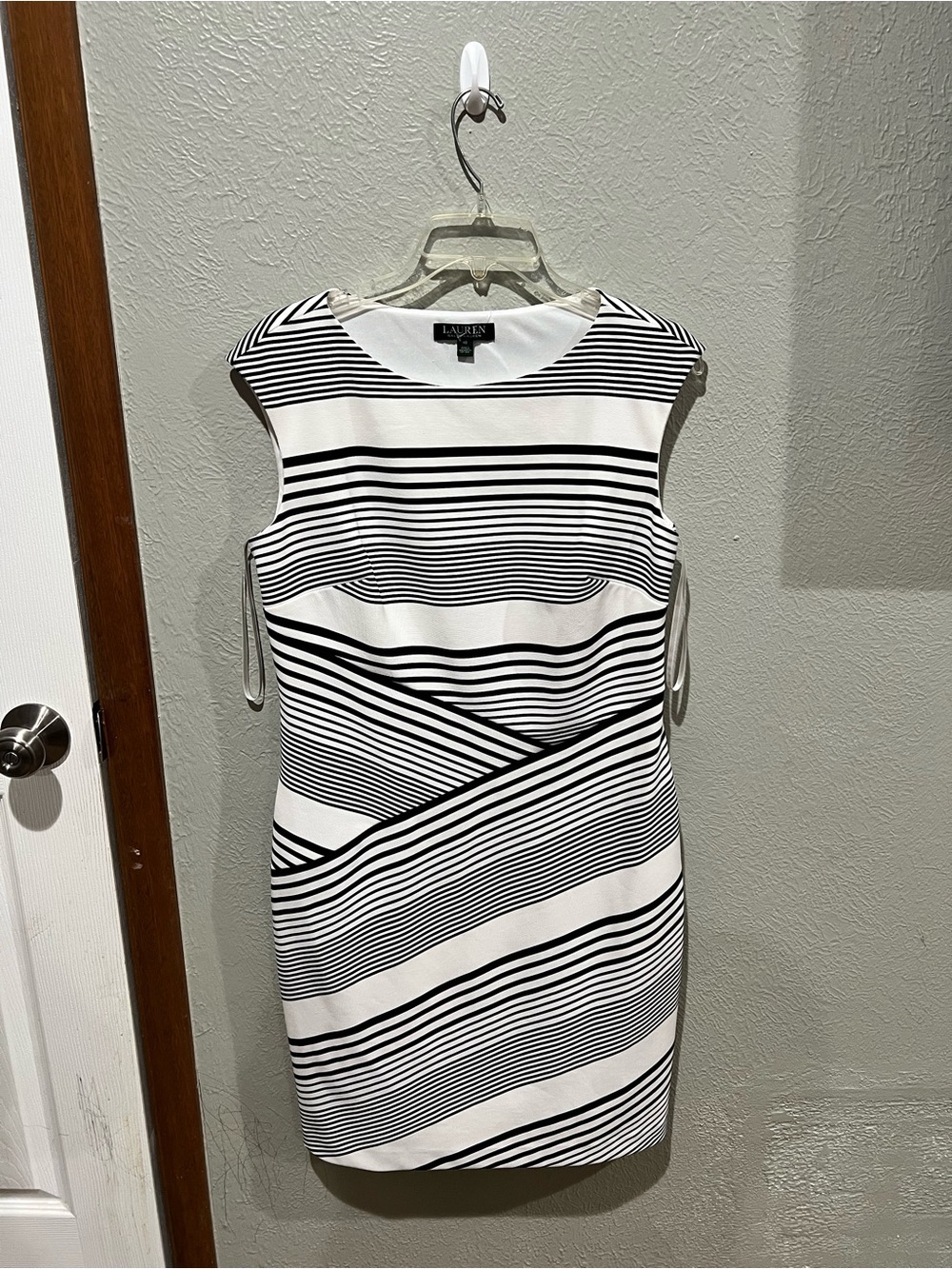 Lauren Ralph Lauren Black and White Striped Sheath Dress